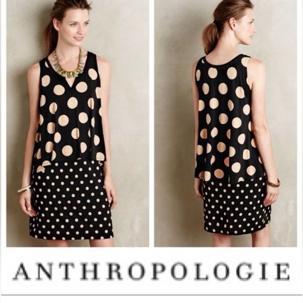 Anthropologie Maeve Layered Davina Dress Polka Dot Small